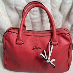 Guess bright orange satchel/Shoulder bag with gold tone hardwares.